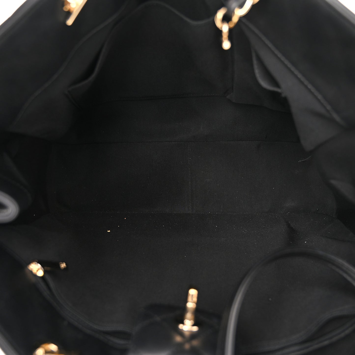 Calfskin Quilted Large Classic Shopping Tote Black