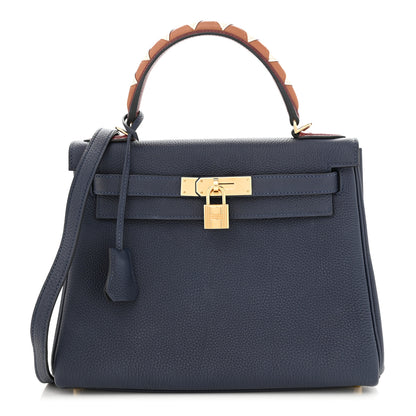 Hermes Togo Horseshoe Au Galop Kelly Retourne 28 Bleu Nuit Rouge H Fauve 1 of 13