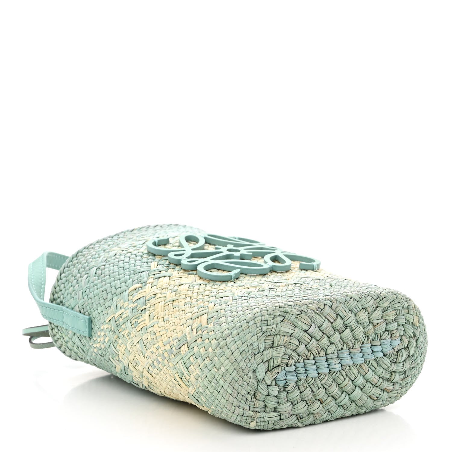 Loewe Calfskin Raffia Paulas Ibiza Square Bucket Bag in Natural Blue 4 of 9