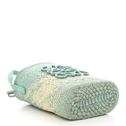 Loewe Calfskin Raffia Paulas Ibiza Square Bucket Bag in Natural Blue 4 of 9