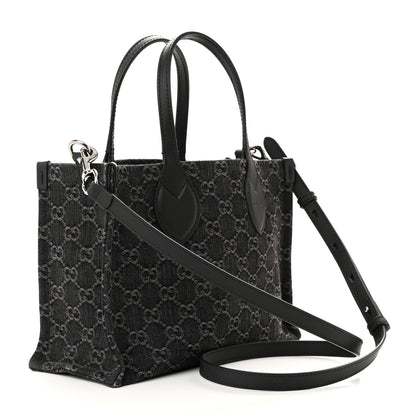 Gucci Denim Ophidia GG Monogram Tote Medium Black Grey 4 of 12