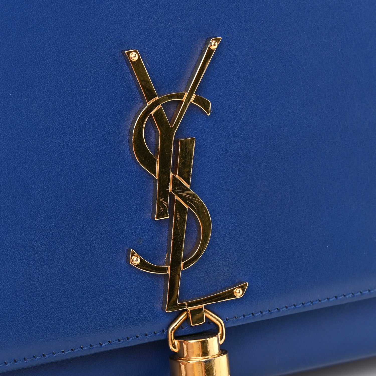Saint Laurent Smooth Calfskin Medium Classic Monogram Kate Tassel Satchel Royal Blue 21 of 21