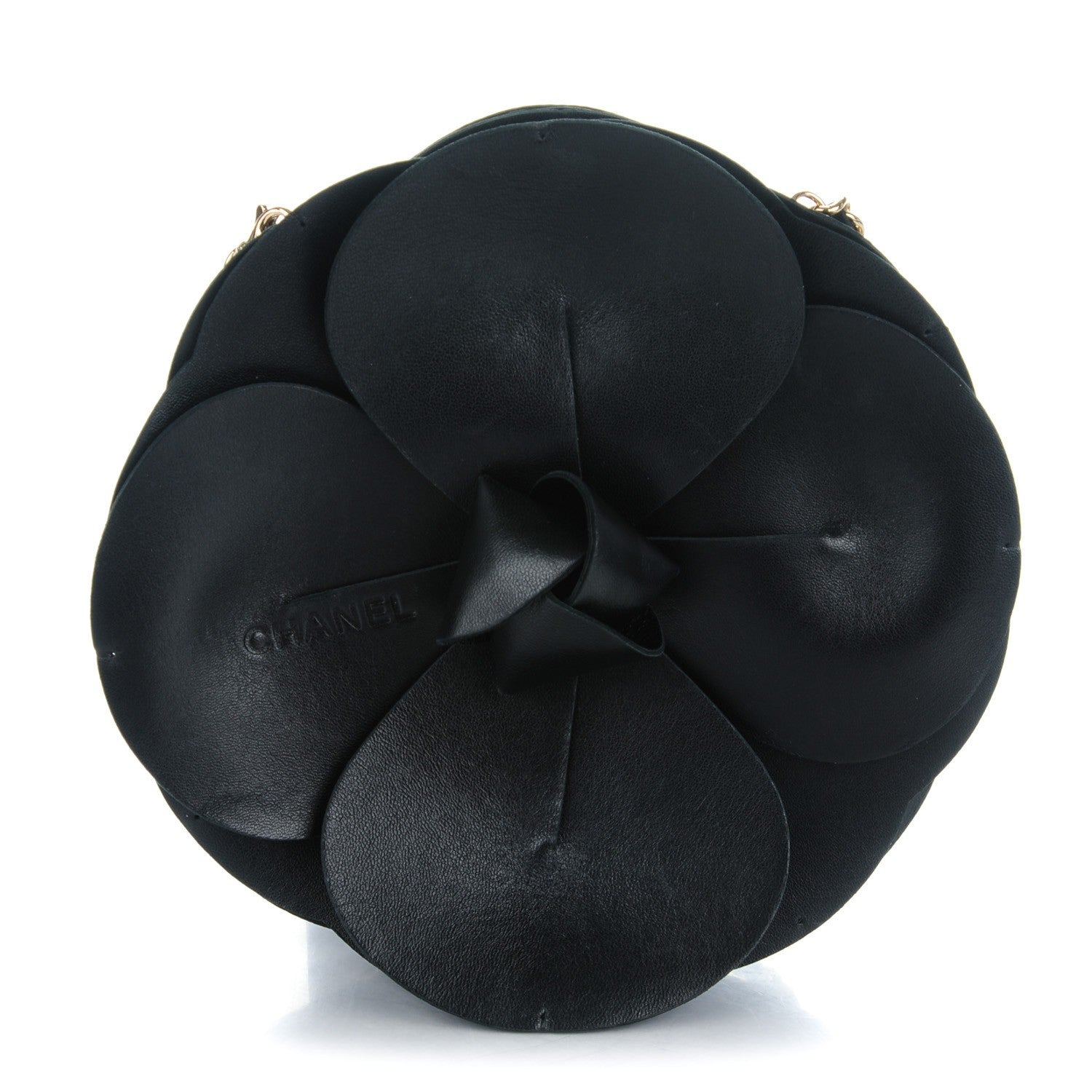 Chanel Lambskin Satin Camellia Evening Bag Black 1 of 7