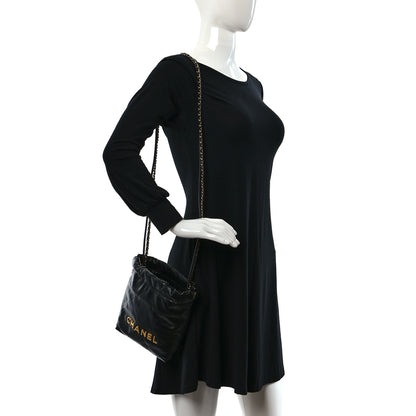 Chanel Shiny Calfskin Quilted Mini Chanel 22 Black 2 of 11