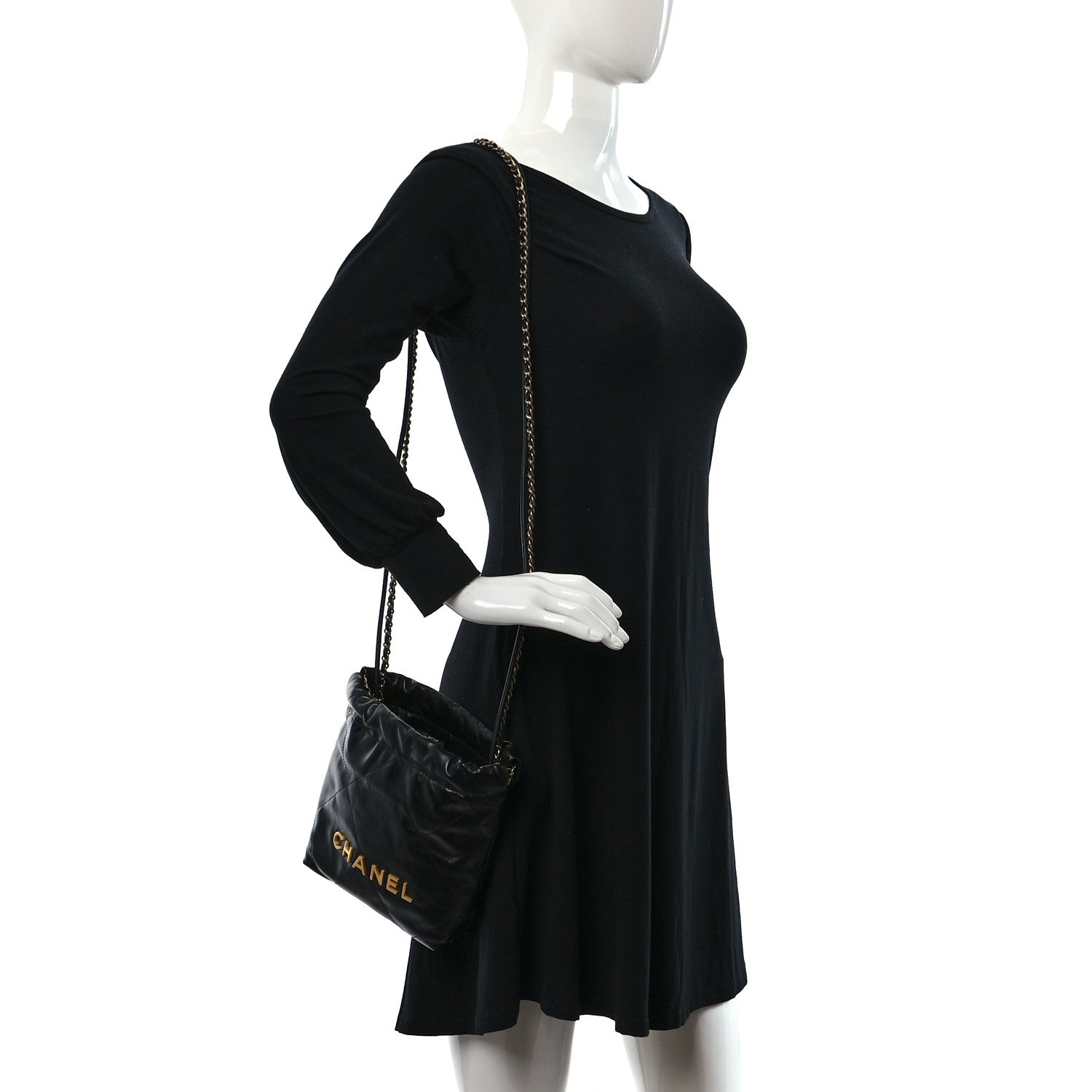 Chanel Shiny Calfskin Quilted Mini Chanel 22 Black 2 of 11