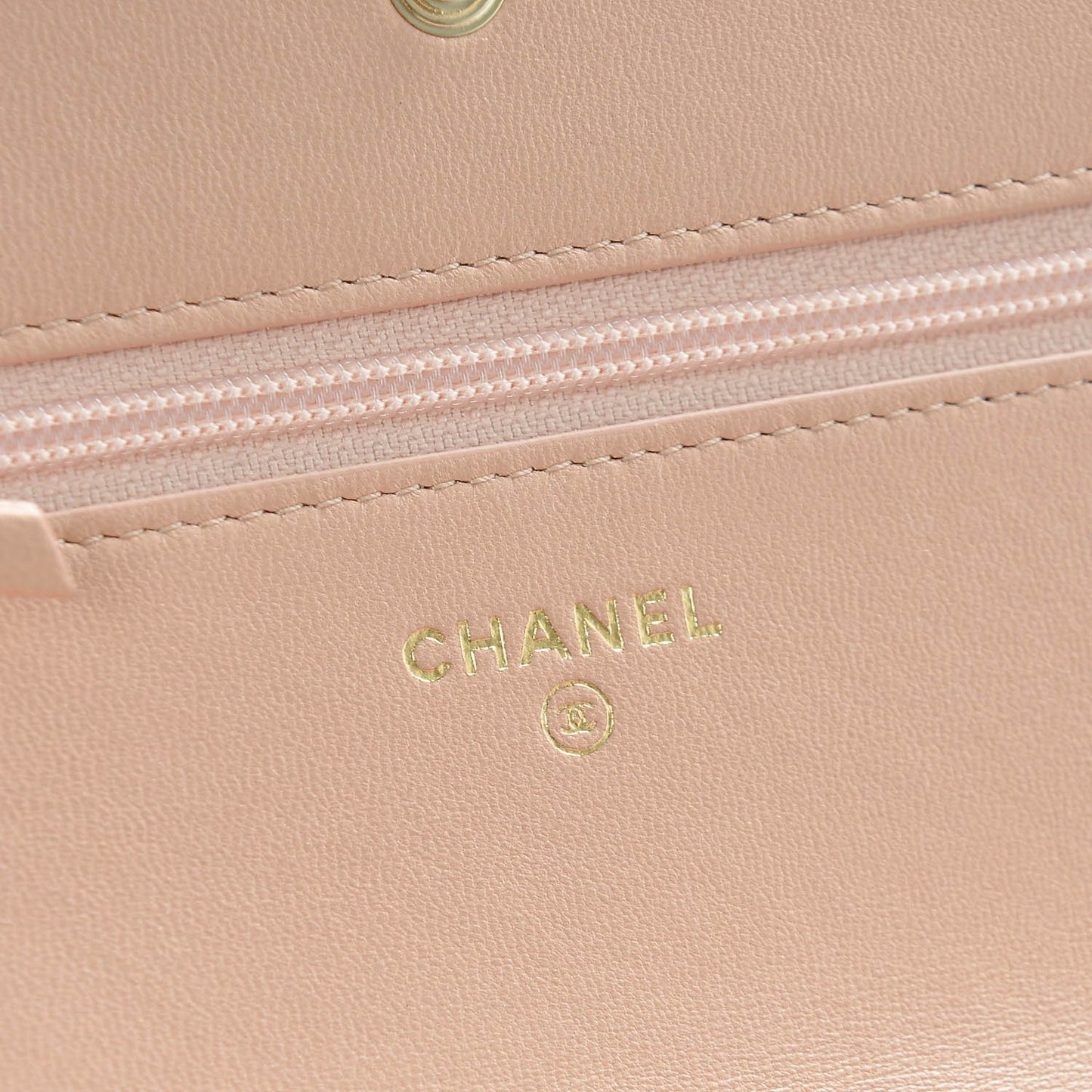 Iridescent Calfskin Quilted Boy Wallet On Chain WOC Light Pink