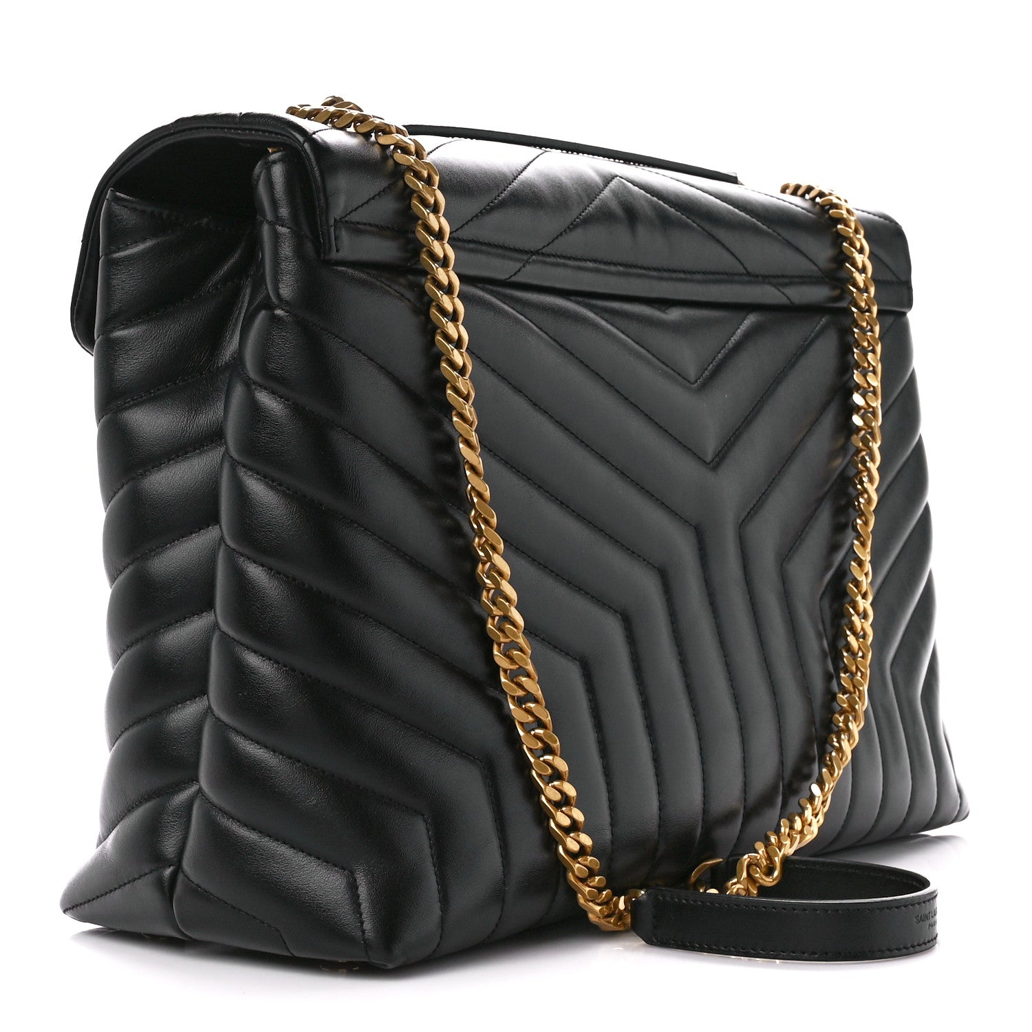 Saint Laurent Calfskin Y Quilted Monogram Large Loulou Chain Satchel Black 3 of 12