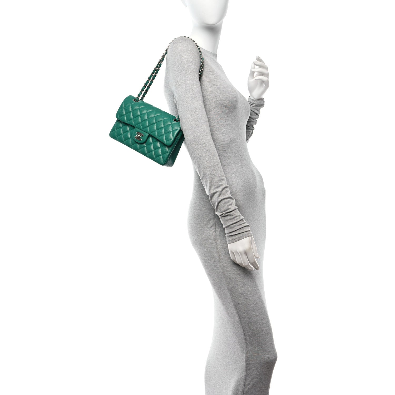 Chanel Caviar Quilted Small Double Flap Green 2 of 10