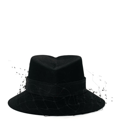 Christian Dior Rabbit Felt Veil Hat 57 Black 2 of 7