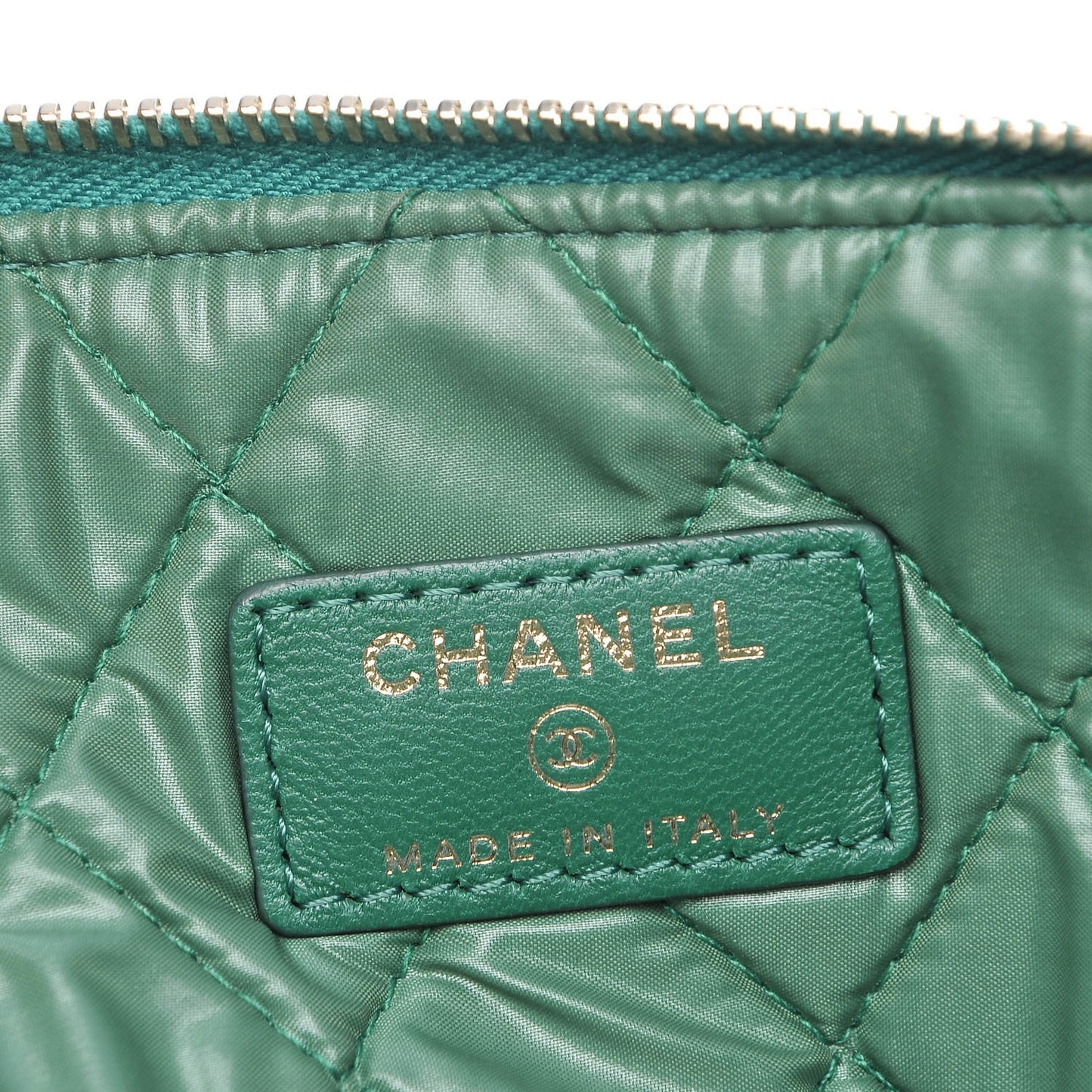 Lambskin Quilted Large Casino Beauty CC Cosmetic Case Green