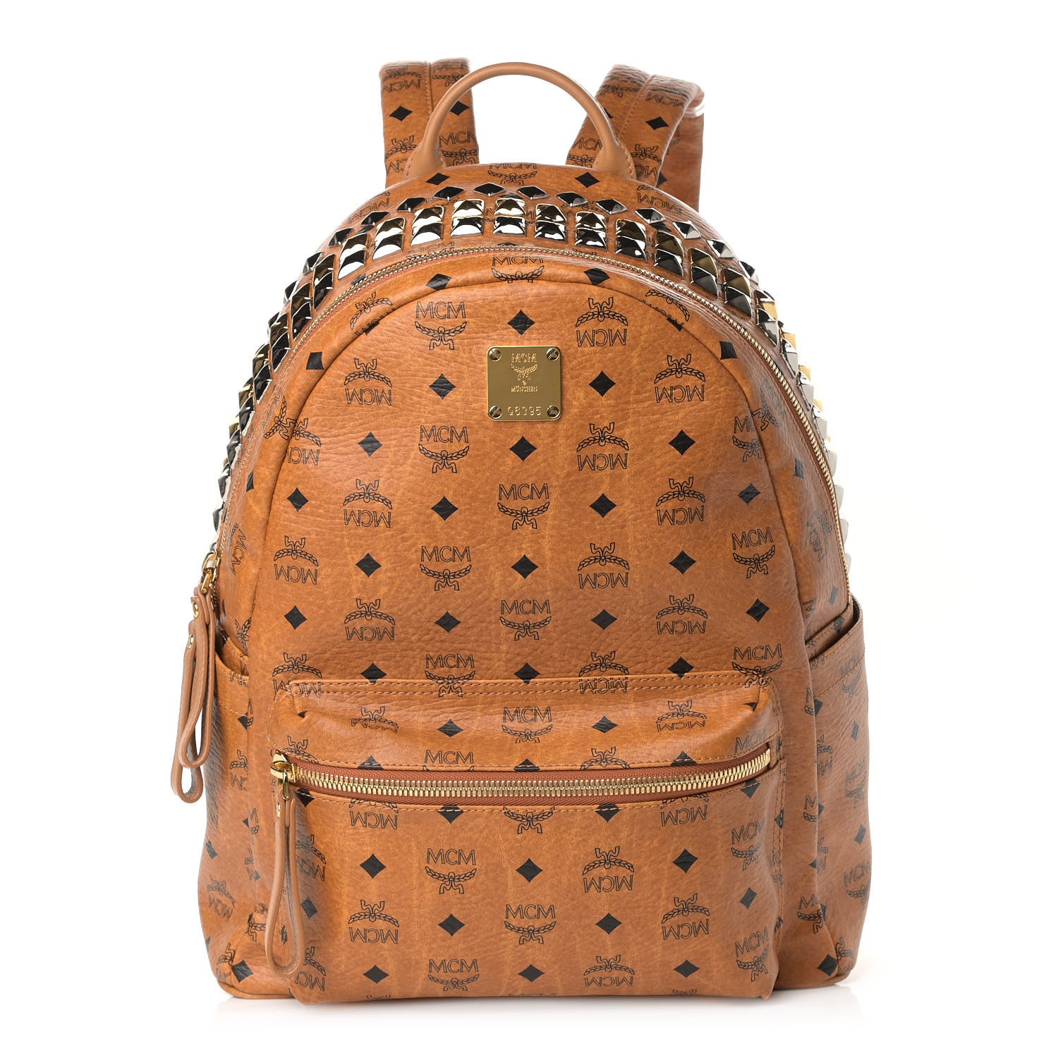 MCM Visetos Crown Stud Medium Stark Backpack Cognac 1 of 13