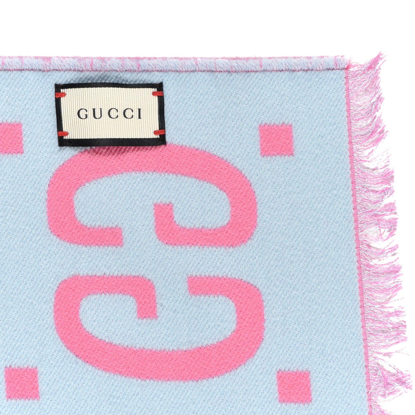 Wool Silk Monogram Jumbo GG Freedom Scarf Roseate Sky Blue