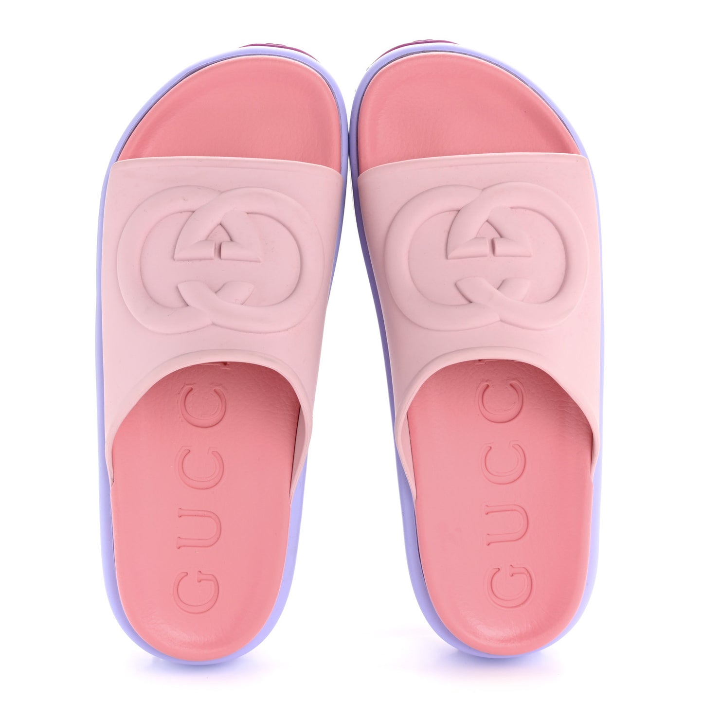 Soft Rubber Womens Interlocking G Platform 42mm Slide Sandals 40 Sugar Pink