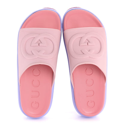 Gucci Soft Rubber Womens Interlocking G Platform 42mm Slide Sandals 40 Sugar Pink 2 of 10