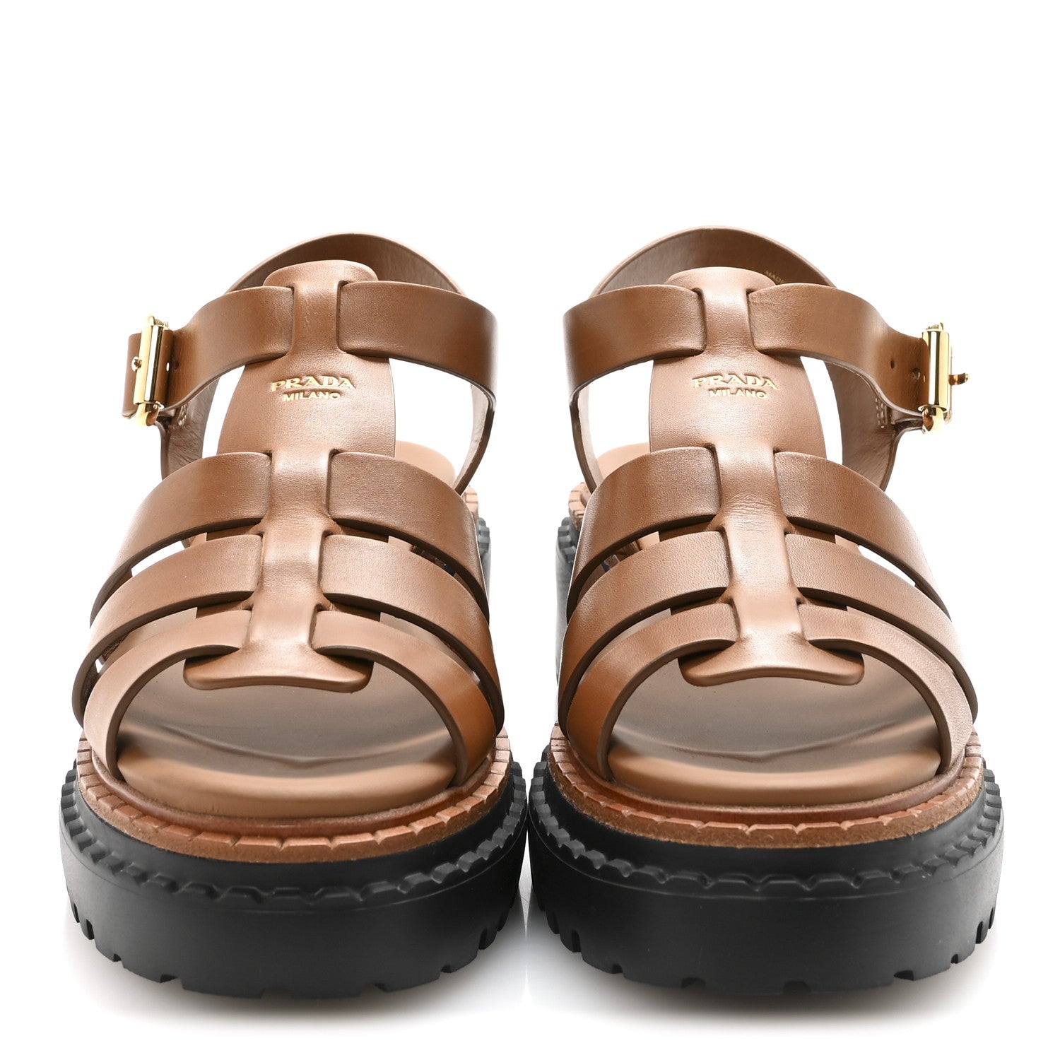 Prada Brushed Calfskin Logo Fisherman Sandals 36.5 Cuoio 3 of 10