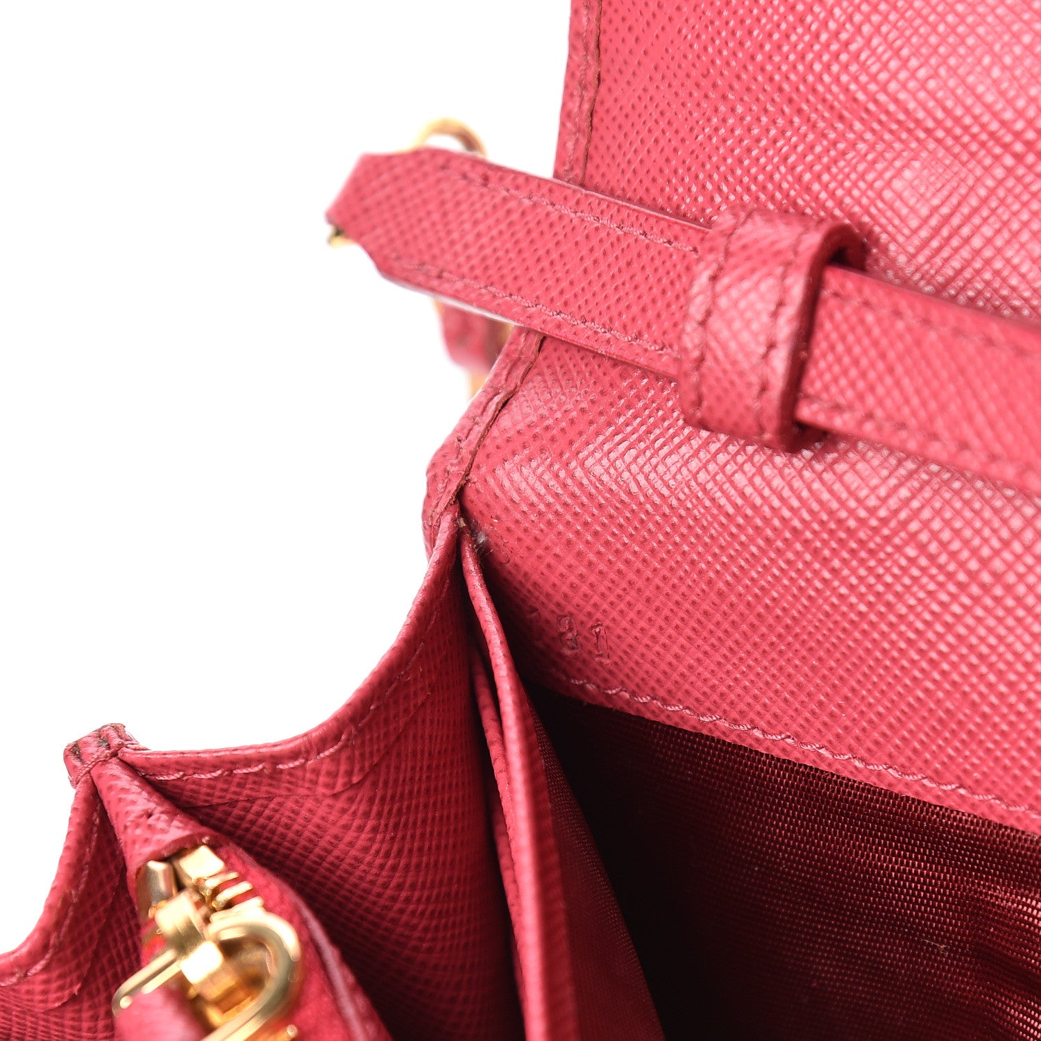 Prada Saffiano Metal Oro Chain Wallet Peonia 9 of 12