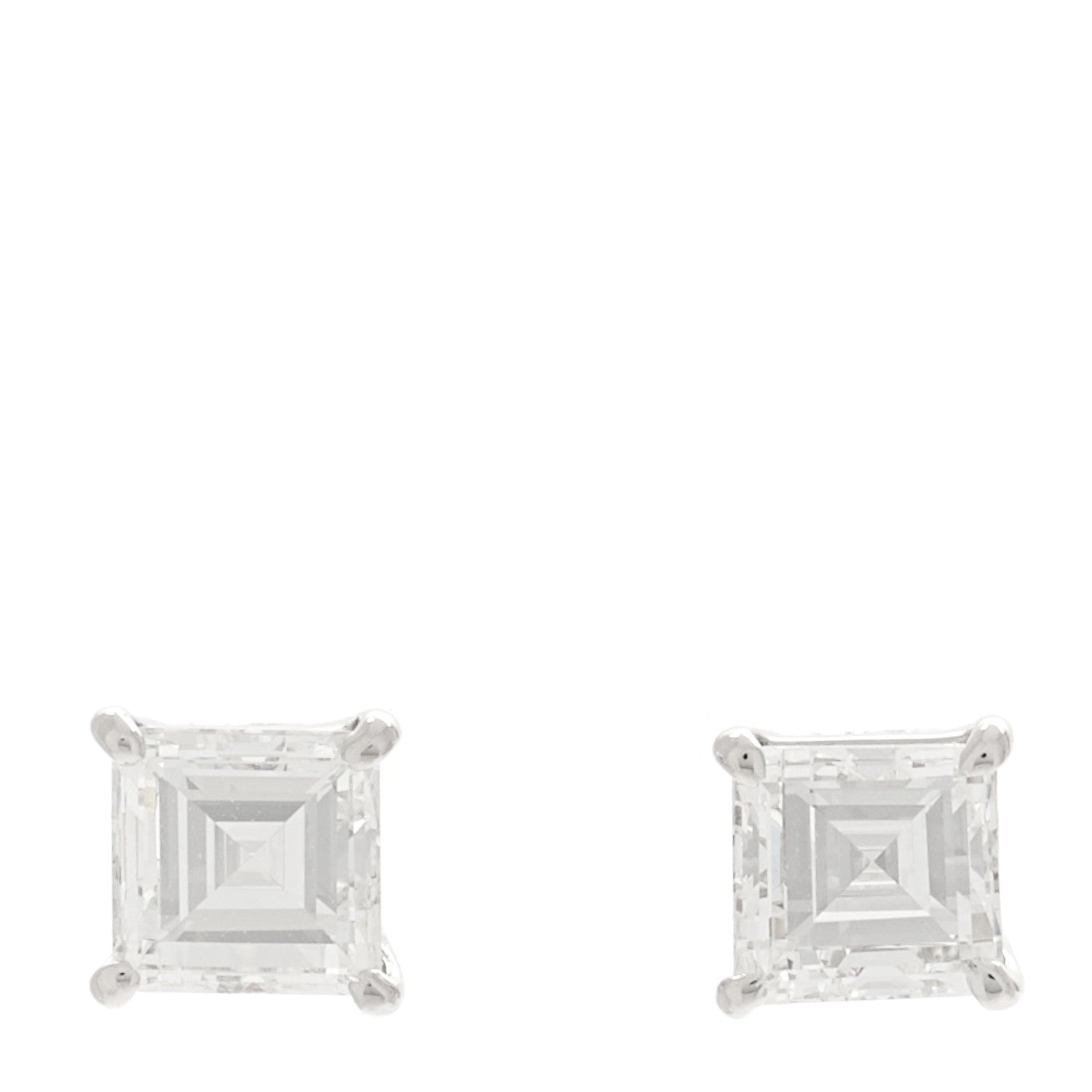 Parker & West by FASHIONPHILE Platinum Diamond .68ct Square Cut Solitaire Earrings 1 of 6