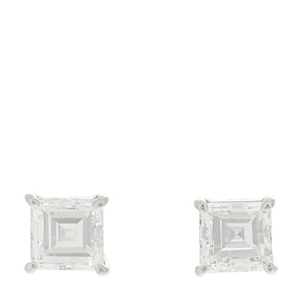 Parker & West by FASHIONPHILE Platinum Diamond .68ct Square Cut Solitaire Earrings 1 of 6