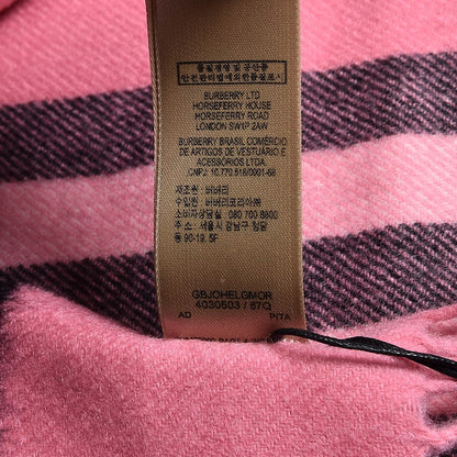 Burberry Cashmere Giant Check Fringe Scarf Rose Pink 7 of 7