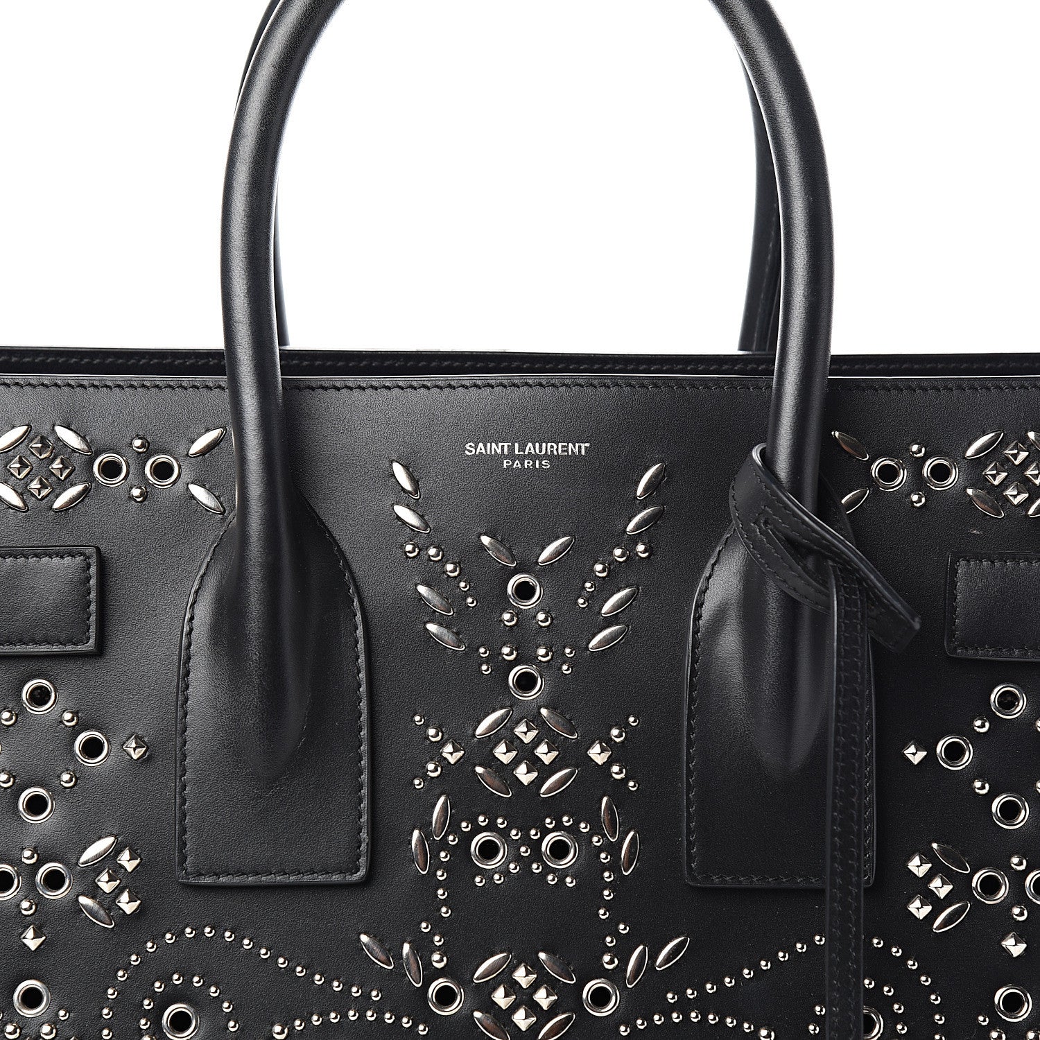 Saint Laurent Calfskin Perforated Bandana Studded Small Sac De Jour Black 11 of 11