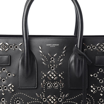 Saint Laurent Calfskin Perforated Bandana Studded Small Sac De Jour Black 11 of 11