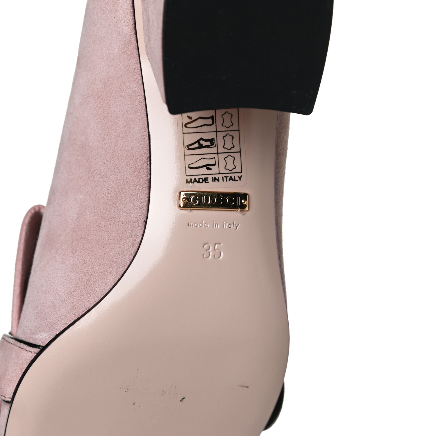 Gucci Kid Scamosciato GG Marmont Fringe 50mm Loafer Pumps 35 Crystal Pink 9 of 14