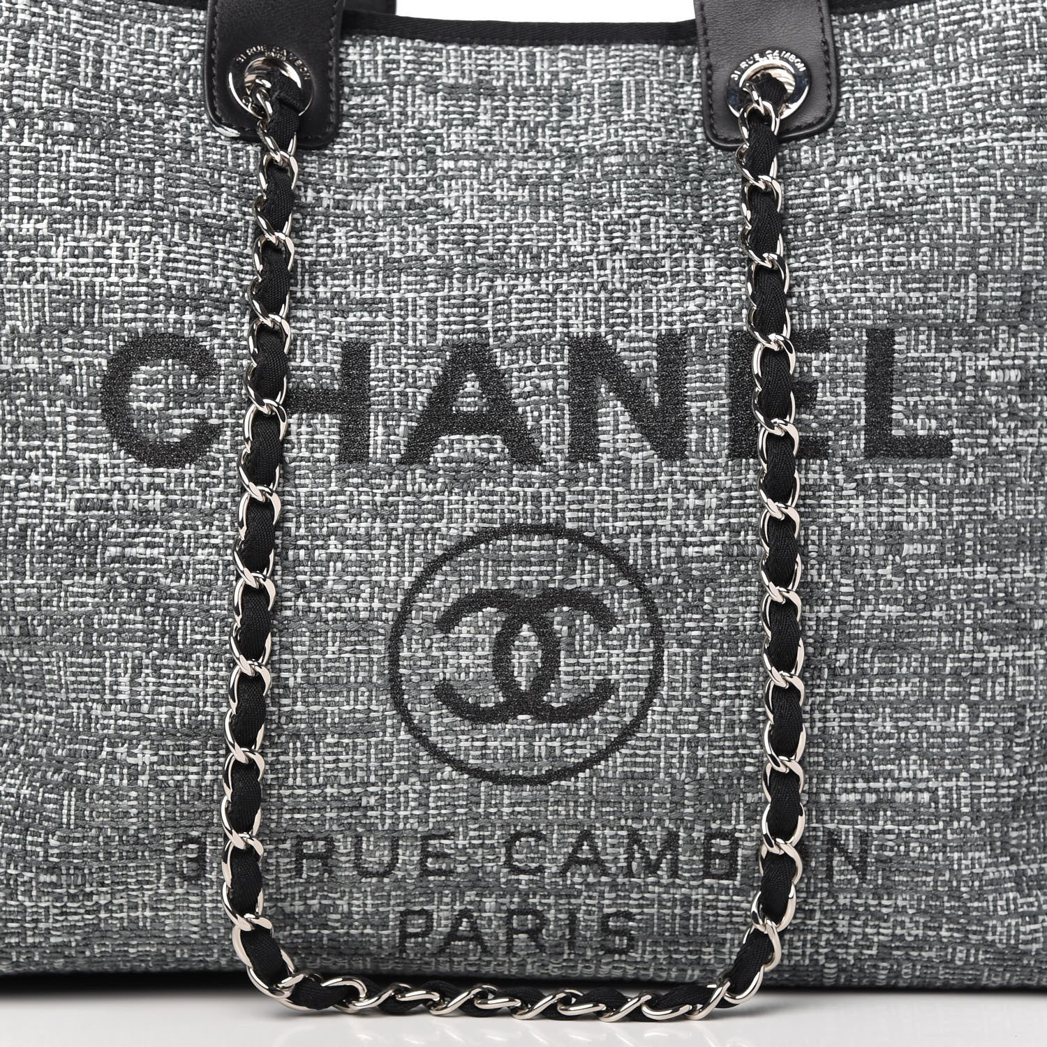 Chanel Canvas Large Deauville Tote Charcoal 10 of 10