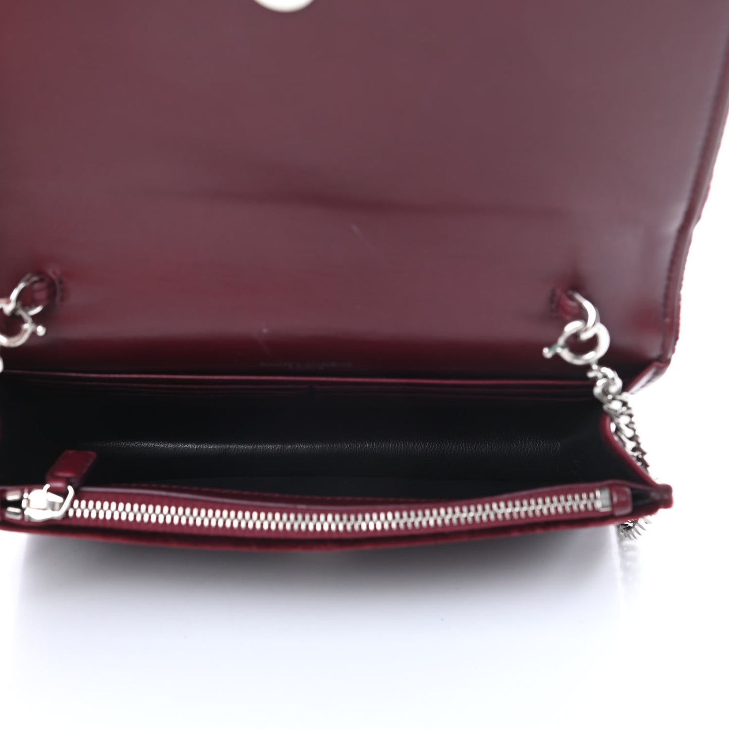 Velvet Crystal Monogram Kate Tassel Shoulder Bag Burgundy