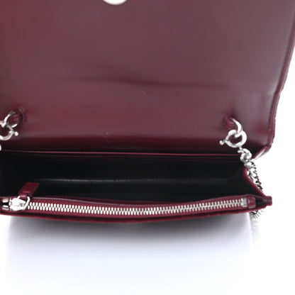 Saint Laurent Velvet Crystal Monogram Kate Tassel Shoulder Bag Burgundy 5 of 14
