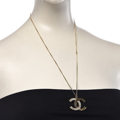Chanel Baguette Crystal Quilted CC Pendant Necklace Gold 2 of 5