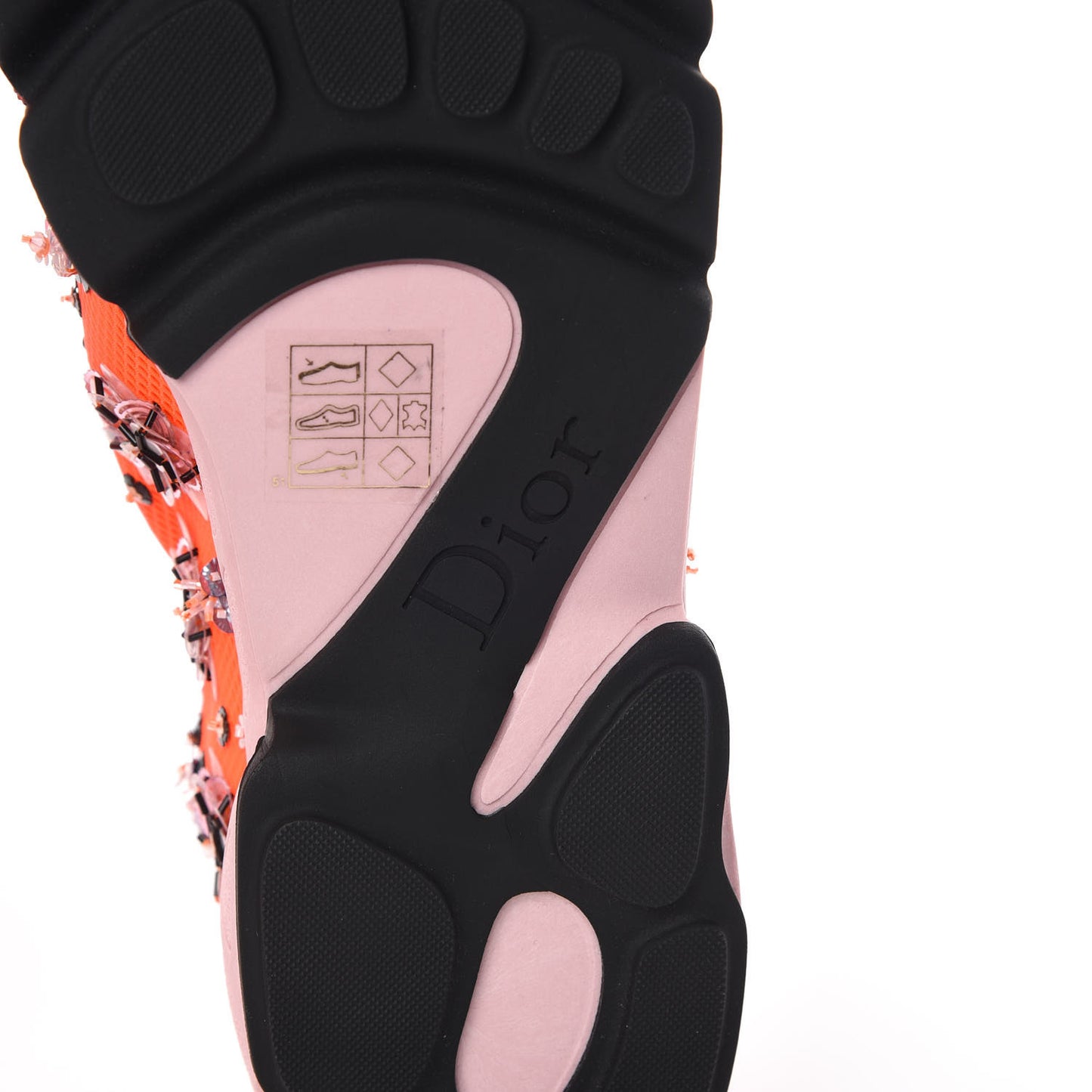 Technical Canvas Embellished Dior Fusion Sneakers 39 Orange Fluo