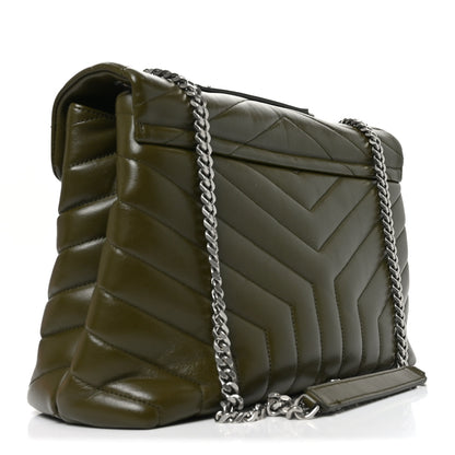 Saint Laurent Calfskin Y Quilted Monogram Medium Loulou Chain Satchel Military Olive 3 of 10