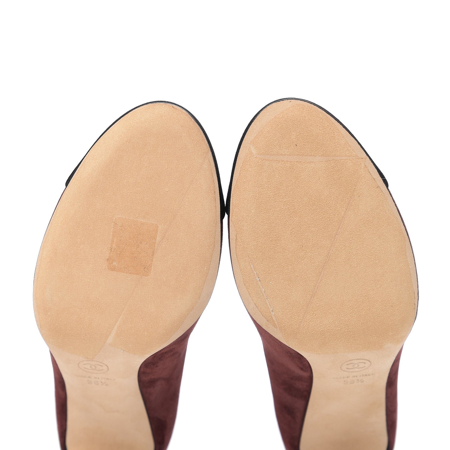 Glitter Calfskin Grosgrain Cap Toe Pearl Pumps 38.5 Burgundy Black
