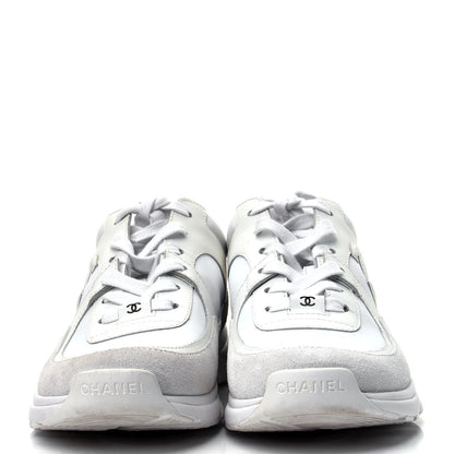 Chanel Suede Calfskin Fabric CC Sneakers 38.5 White 2 of 11