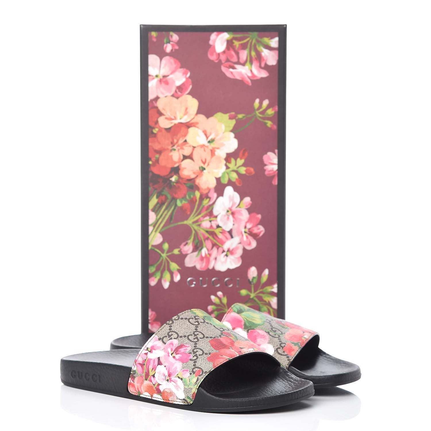 Gucci GG Supreme Monogram Blooms Slide Sandals 37 Beige Multicolor 9 of 9