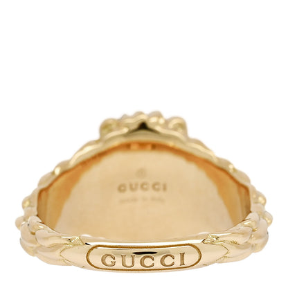 Gucci 18K Yellow Gold Diamond Fire Opal Lion Head Ring 55 7.25 4 of 6