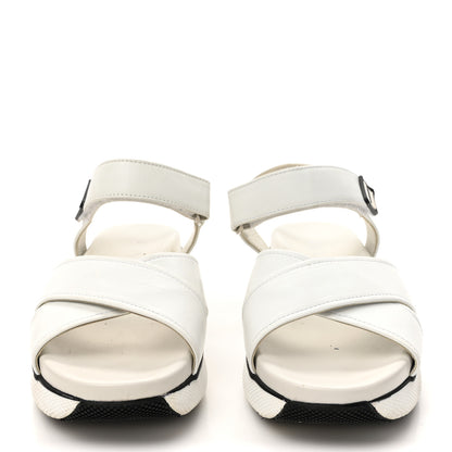 Prada Calfskin Velcro Womens 50mm Sandals 37 White 3 of 11