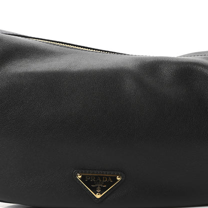Prada Soft Grain Calfskin Large Demi-Lune Shoulder Bag Black 8 of 10