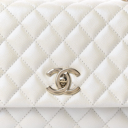 Chanel Iridescent Caviar Quilted Small Coco Handle Flap White 11 of 11