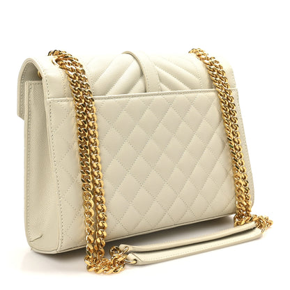 Saint Laurent Grain De Poudre Textured Mixed Matelasse Medium Triquilt Monogram Satchel Crema Soft 3 of 11