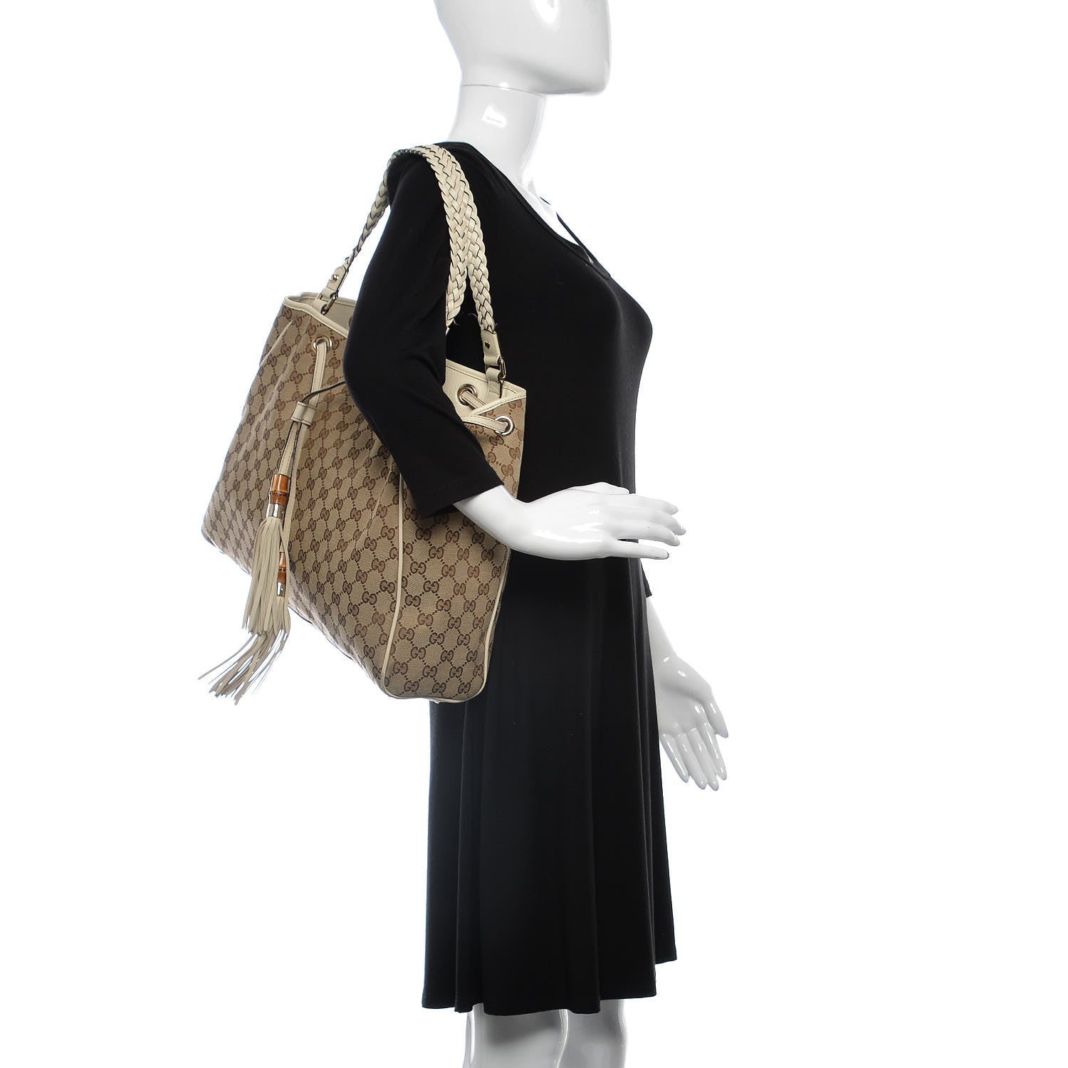 Gucci Monogram Peggy Braided Tote Off White 2 of 19