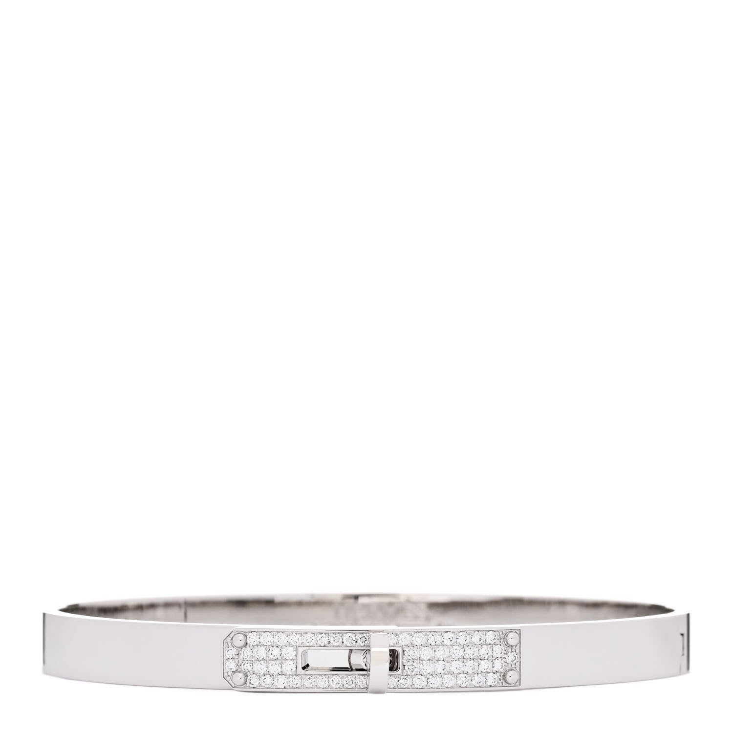 Hermes 18K White Gold Diamond PM Kelly Pave Bracelet SH 1 of 4
