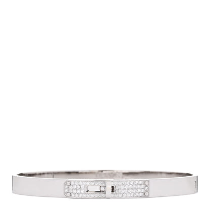 Hermes 18K White Gold Diamond PM Kelly Pave Bracelet SH 1 of 4