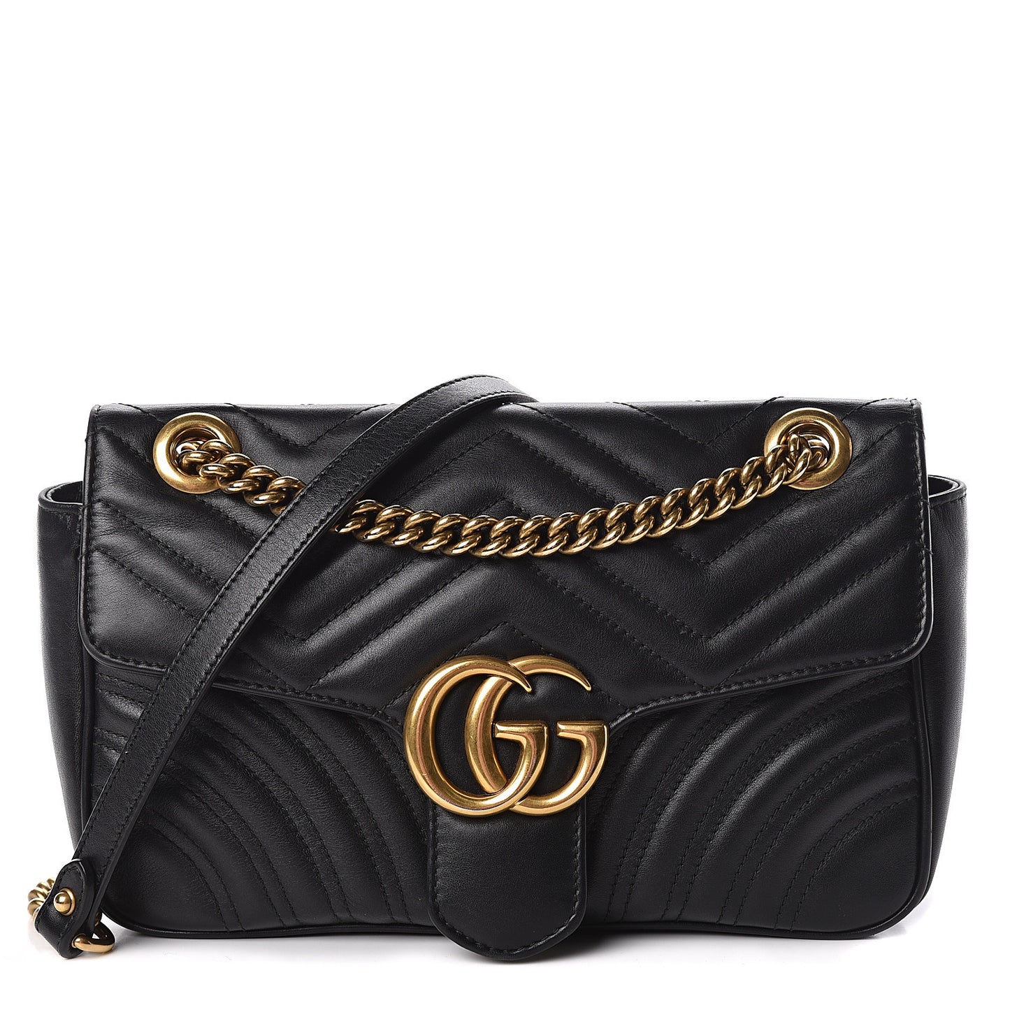 Calfskin Matelasse Small GG Marmont Shoulder Bag Black