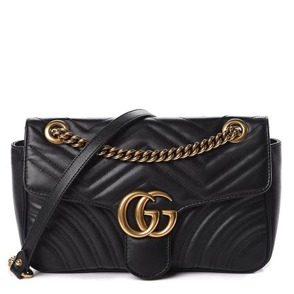 Gucci Calfskin Matelasse Small GG Marmont Shoulder Bag Black 1 of 13