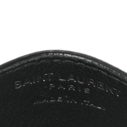 Saint Laurent Grain De Poudre Matelasse Chevron Monochrome Monogram Credit Card Case Black 6 of 7