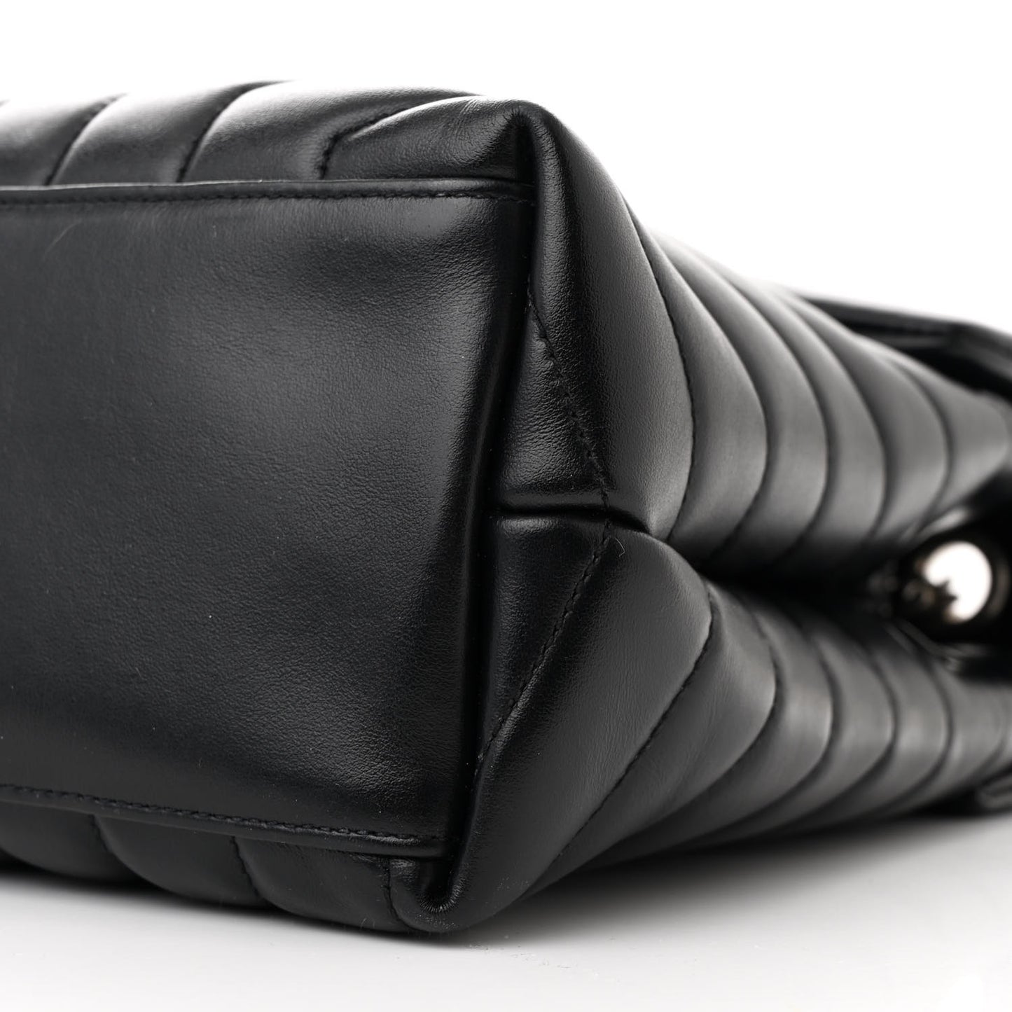 Calfskin Y Quilted Monogram Medium Loulou Chain Satchel Black