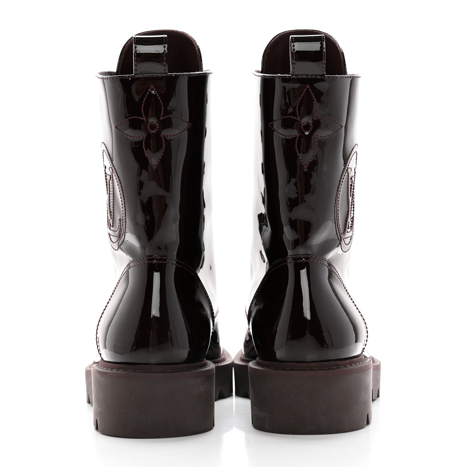Louis Vuitton Patent Territory Ranger Boots 38.5 Bordeaux 5 of 15
