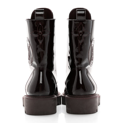 Louis Vuitton Patent Territory Ranger Boots 38.5 Bordeaux 5 of 15