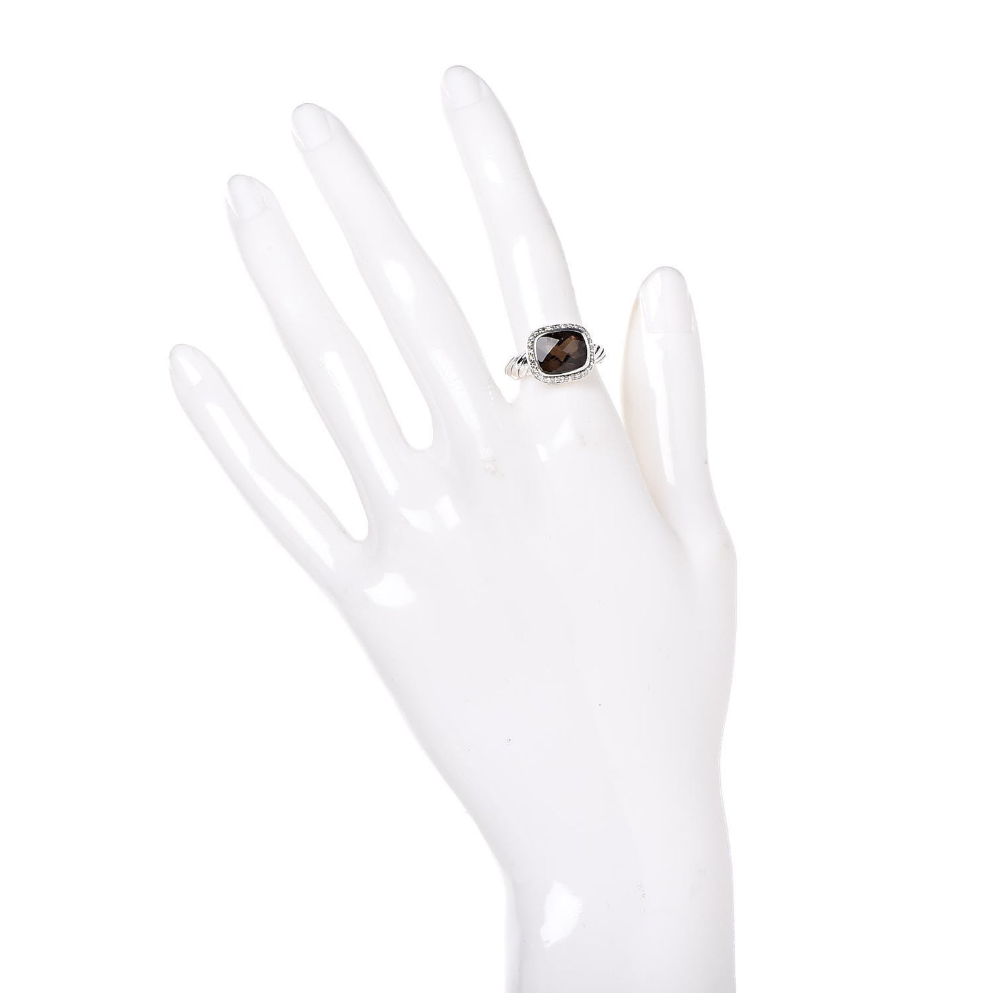 Sterling Silver Diamond Smoky Quartz 10mm Noblesse Ring 52 6